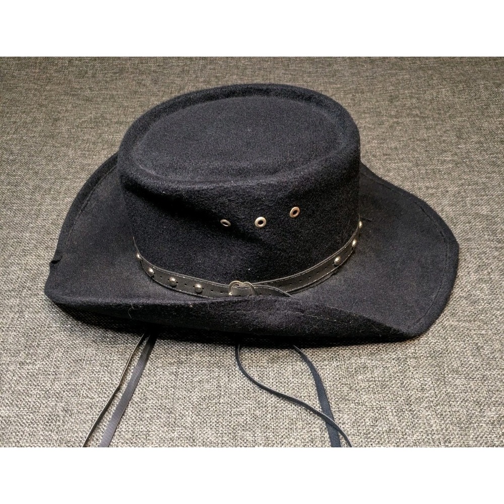 Western Express Black Wool Felt Gambler Western Cowboy Hat Size 6 3/4 Unisex